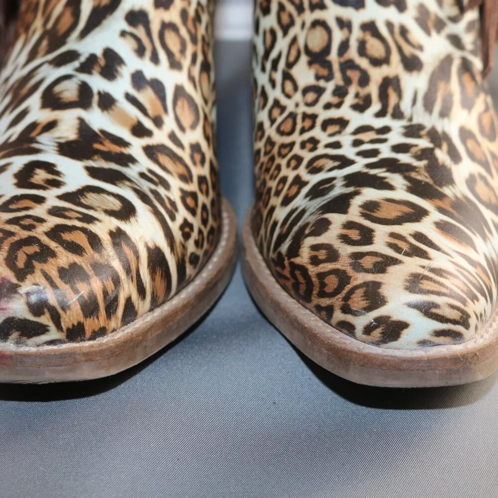 Dingo Women's 8.5M Cheetah Cowgirl fringe boots w/box MSRP $319 - Picture 13 of 16